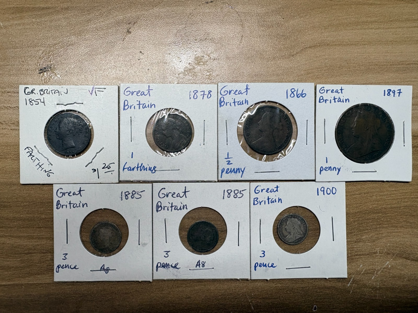 Victorian Great Britain Minors Lot 1854–1900 Silver & Copper Type Set