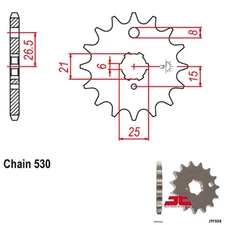 JT Sprockets Countershaft Sprocket 530 Pitch 15T Kawasaki KZ 400H Ltd (1979)