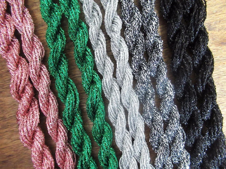 10 skeins VTG LALAME METALLIC THREADS NP XS EMBROIDERY Frizette 10 yds each - Image 2 of 2