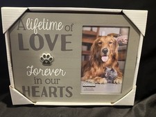 A Lifetime of Love Forever In Our Hearts 4x6 Wooden Dog Memorial Frame