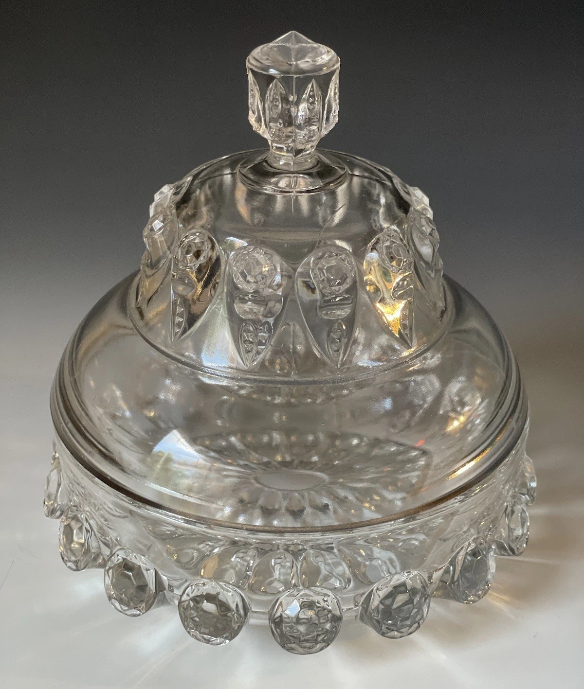 Antique Victorian "Torpedo" EAPG Glass Butter Cloche Dome Lidded Dish c. 1889