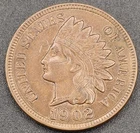 Indian Head Small Cent Bronze Coin 1902 XF