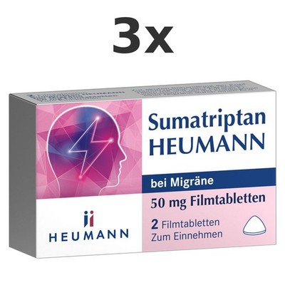 3x Sumatriptan Heumann Bei Migräne 50 mg Filmtabl. 2 St - PZN 17505885