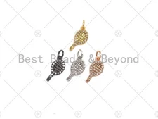 Clear CZ Micro Pave Tennis Racquet Pendant/Charm, Tennis Sports Pendant