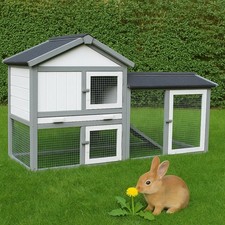Kaninchenstall Hasenstall Kleintierstall Meerschweinchenstall Klopfer grau/wei&szlig;