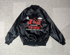 Vintage Satin Jacket Automotive 70s 80s Ohio Black Bomber Jacket Mens Size M USA
