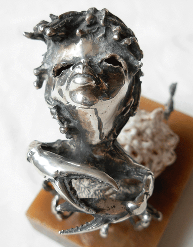 VINTAGE TENO AURELIO SPAIN STERLING SILVER & SEA SHELL CRAB ZODIAC SCULPTURE - Picture 7 of 10