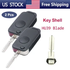 2 For Mercedes Benz W124 W202 S500 SL500 Flip Remote Key Shell Fob Uncut HU39