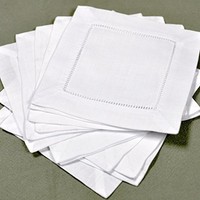 White Linen Hemstitched Cocktail Napkins- 1 Dozen 6 X 6- Ladder Hem Stitch Clo on sale White Linen Hemstitched Cocktail Napkins- 1 Dozen 6 X 6- Ladder Hem Stitch Clo on sale