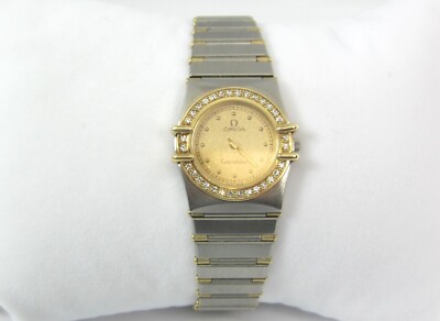 LADIES OMEGA 18K/SS MINI CONSTELLATION W/ DIAMOND BEZEL  display picture 2