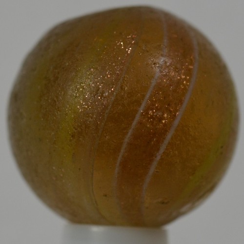 Handmade Banded Lutz Marble, Amber Base Glass, 11/16 in, Good+, Germany, S1239 - Picture 6 of 16