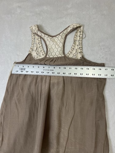 Blue Bird Women's Tank Dress Gauze Crochet Top Brown Boho Fairy Cottage Core Med - Picture 13 of 15