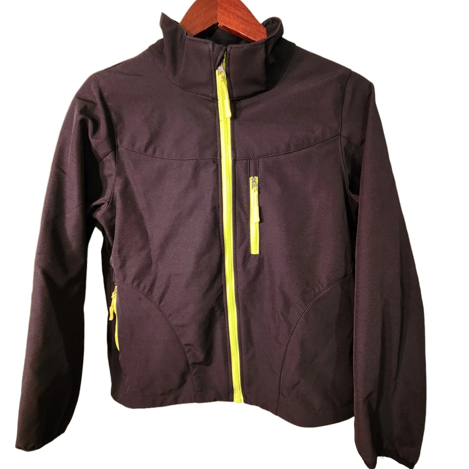 M2C Jacket Youth Unisex Unknown Size Hooded Black Fluorescent Yellow Trim