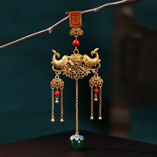 Antiker Stil Anhänger Brosche Taille Jade Ornamente chinesische Hanfu hängende Quaste - Bild 18 von 24