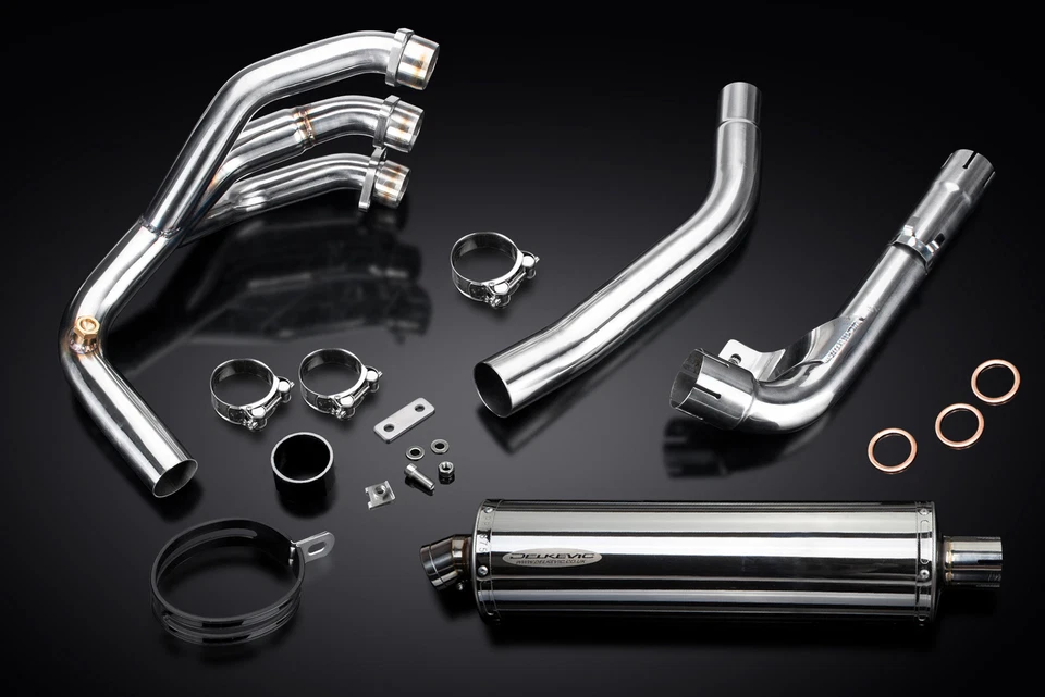 Silenciador oval de aço inoxidável Triumph Tiger 800 2011-2019 Delkevic escape total 3-1 18" - Imagem 3 de 4