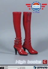 ZY toys 1/6 scale RED High Heel Boots w/ zipper for 12" Female figure HOLLOW