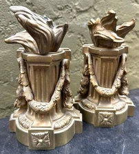 Pair of Grand Tour Architectural Bronze Flame Torch Bookends French
