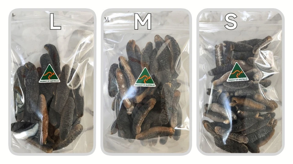 Australian Sea Cucumber wild caught Sandfish SizeL 20+pcs/500g澳洲野生纹秃参大码海參20-30头 - image 3 of 4