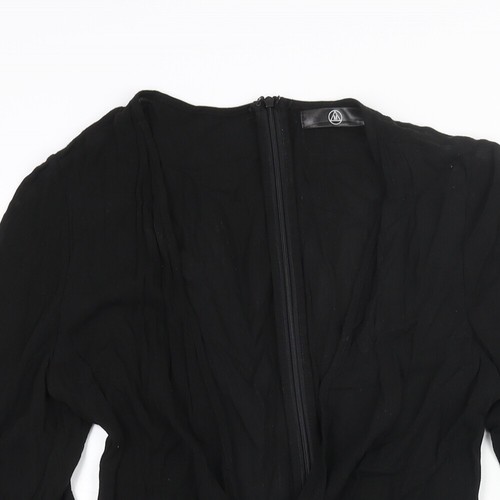 Missguided Womens Black Polyester Playsuit One-Piece Size 6 Zip - Tie Detail - Picture 3 of 10