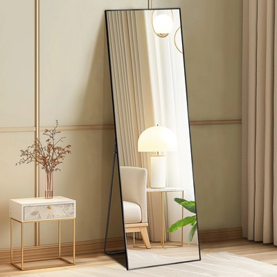 64''X21'' Full Body Wall Mirror with Aluminum Alloy Frame Wall-Mounted or Standing