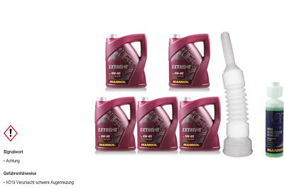 25L MANNOL Extreme 5W-40 API SN/CF Motoröl inkl Auslaufschlauch Scheibenreiniger