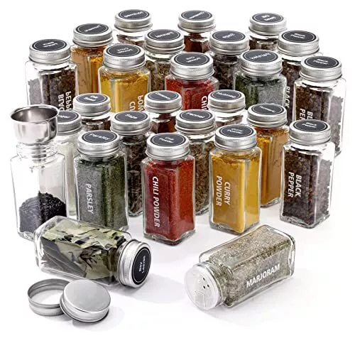 28pack 3.5 Oz Ultra Clear Glass Spice Jars With 324 Labels Shaker Lids And  Airti