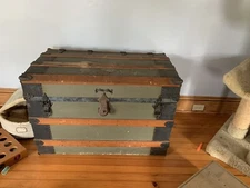 Antique  Dome-Top Steamer "Common Sense"  Trunk Chest w Insert & key