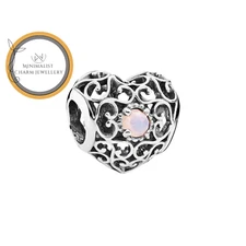 October Heart Birthstone Charm For Bracelet, October Charm, Birthstone Charm