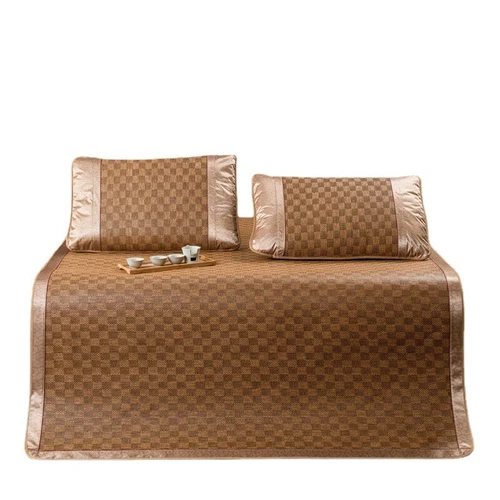 Summer Sleeping Rattan Bed Mat Foldable Nature Bamboo Cool Bed Mat +Pillowcase - Picture 17 of 29
