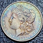 A299 💎 1889 $1 Morgan Silver Dollar Uniquely BEAUTIFUL Toning UNC Beauty