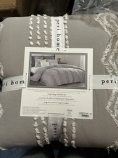 Peri Home King 3 piece Comforter Set NWT Grey With White trim Boho Farmhouse Cot