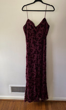 Jenny Yoo BHLDN Rory Burgundy Velvet Burnout Bridesmaids Gown Size 14