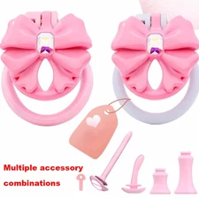 Male Sissy Chastity Cage Device Positive Negative for Flat Lock with 4 Rings