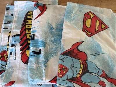 Vtg 1978 Superman Twin Sheet Set DC Comics Sears Perma-Prest 2 Flat & 1 Fitted