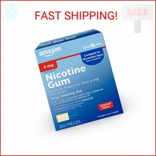 Amazon Basic Care Uncoated Nicotine Polacrilex Gum 4 mg, Original Flavor, Stop S
