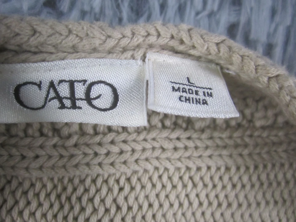 Cato Dress Womens Large Beige Cable Knit Sleeveless Peplum Style Casual Cotton - Image 4 of 4