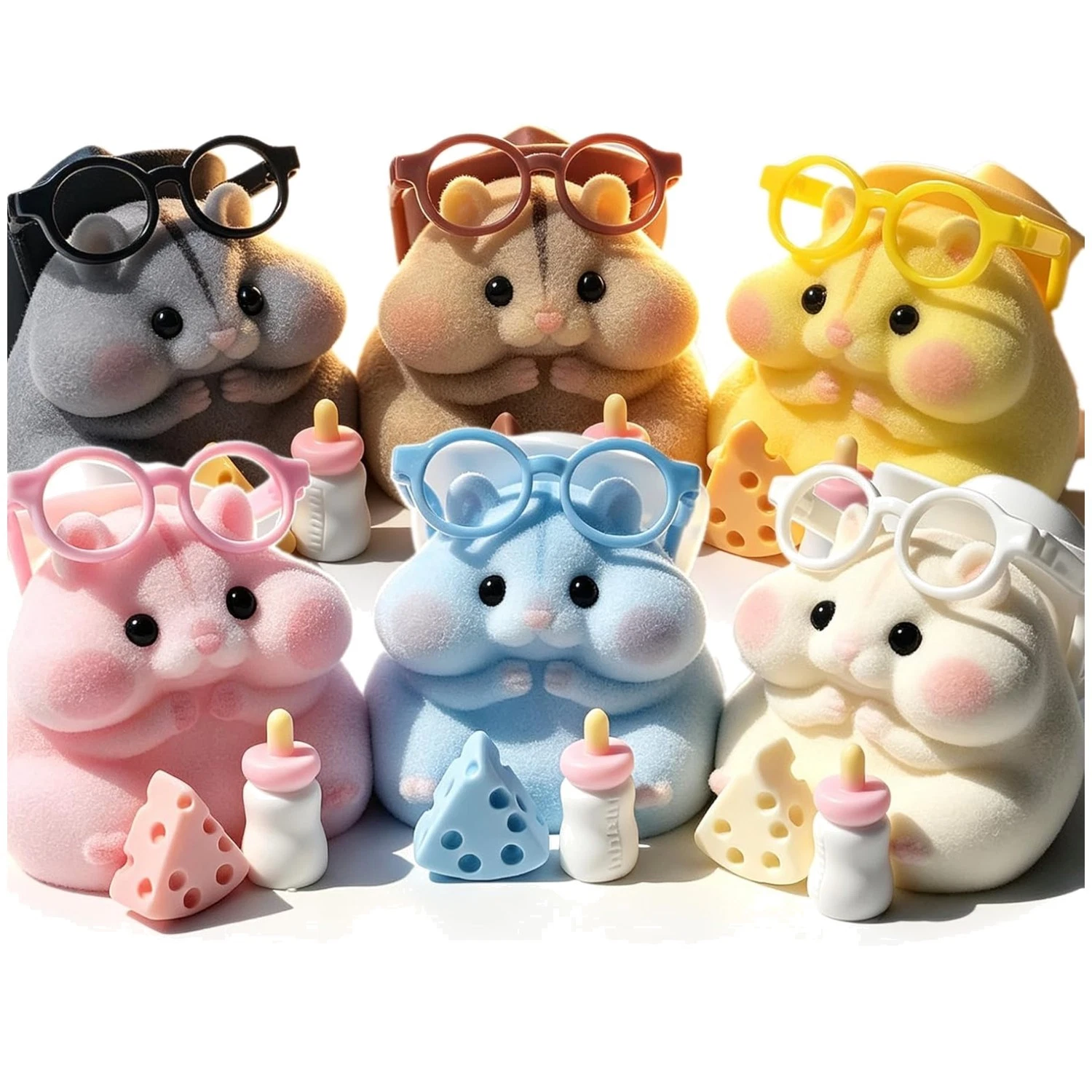 6-Pack Cute Squishy Hamster Toy Set^-