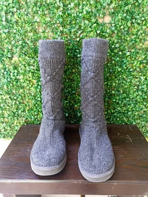 UGG Australia Mujer 5879 Argyle Tejido Suéter Alto Gris Botas Calcetines Tall... - Imagen 1 de 4