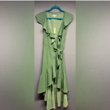 NWT Wrap Dress Max Studio Size XS Green Wedding Guest Dress Summer Dress
