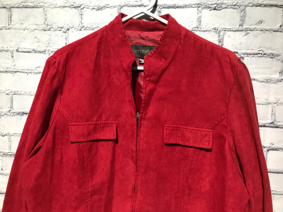 Chaqueta/Ablazer Studio I, Talla:16, Terciopelo Rojo Fino Largo Dormir Cremallera Completa, Poliéster Foto 2 de 4