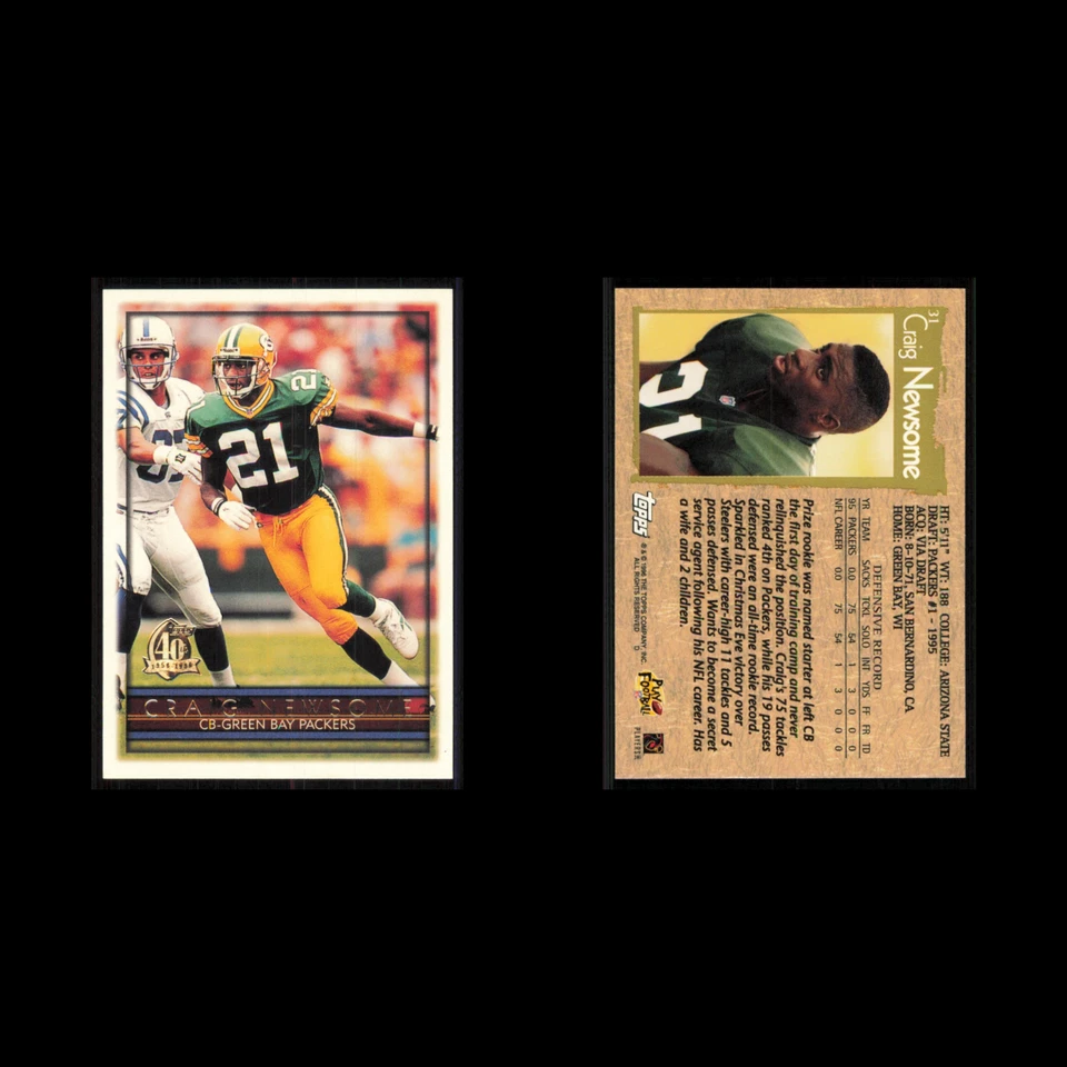 Craig Newsome #31 1996 Topps Green Bay Packers Football Card NFL NM - Image 3 of 3