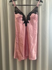 Fredericks Of Hollywood Satin Chemise Mini Slip Dress XL Lace Bow Coquette Y2K