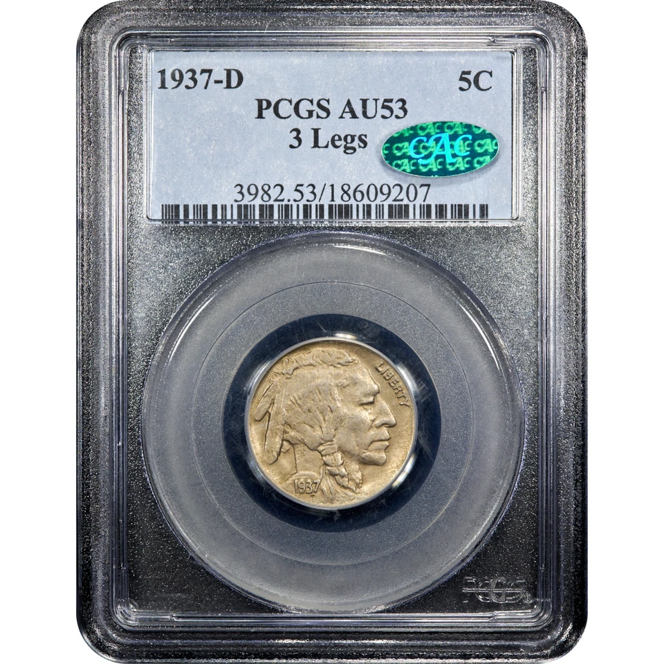 1937-D 3 Legs Buffalo Nickel 5c PCGS AU53 CAC - Image 2 of 4