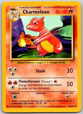 Charmeleon Uncommon Base Set [BS - 024/102] - LP
