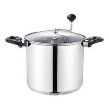 Manual Stovetop Popcorn Popper, Stainless Steel Popcorn Maker with Stirring R...