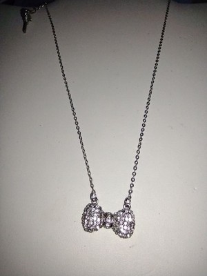 Betsy Johnson Bow With Clear Rhinestones Necklace 17'' To 20'' In Length 