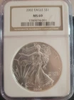 2002 American Silver Eagle $1 – NGC MS69 – 1 oz .999 Fine Silver Bullion Coin