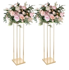 Set Of 2 Wedding Centerpieces 31.5” Tall - Gold