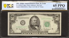 1950 B $50 FEDERAL RESERVE NOTE ST LOUIS FR.2109-H* STAR NOTE PCGS 65 PPQ (463*)