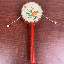 VTG Den-den Daiko Spinning Toy Drum Handheld Chinese Japanese